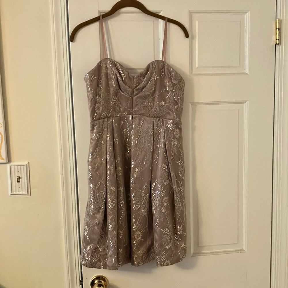 Jill Stuart Mauve Silver Lace Dress Sz 10